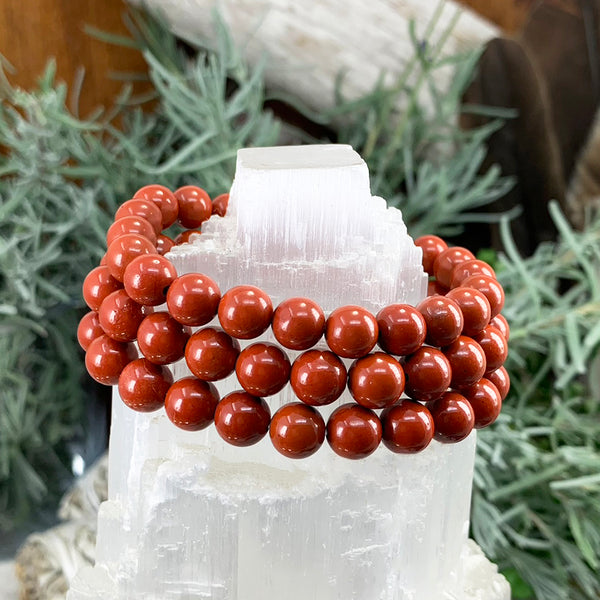 Βραχιόλι Mala Red Jasper με βελούδινο πουγκί