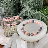 Βραχιόλι Mala Red Zebra Jasper με βελούδινο πουγκί