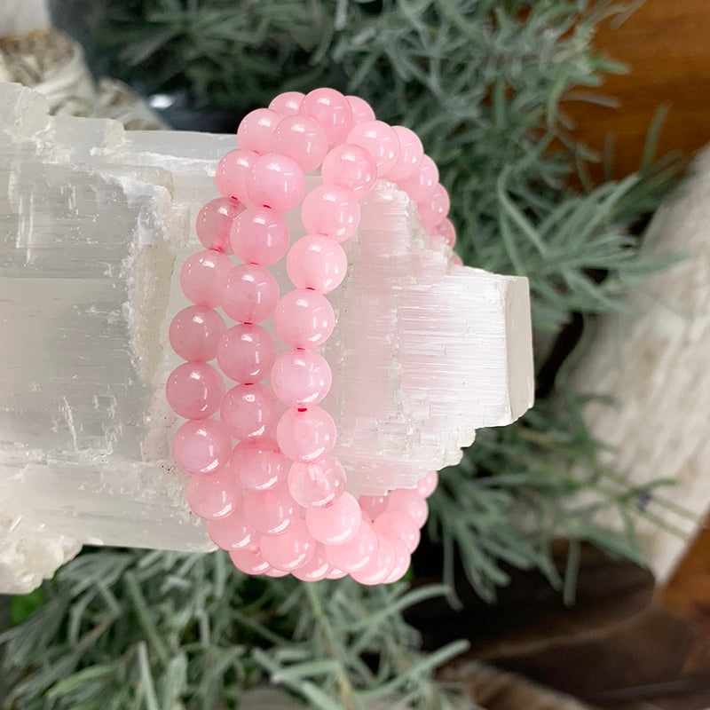 Βραχιόλι Mala Rose Quartz Με Βελούδινο Πουγκί