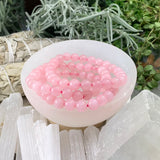 Βραχιόλι Mala Rose Quartz Με Βελούδινο Πουγκί