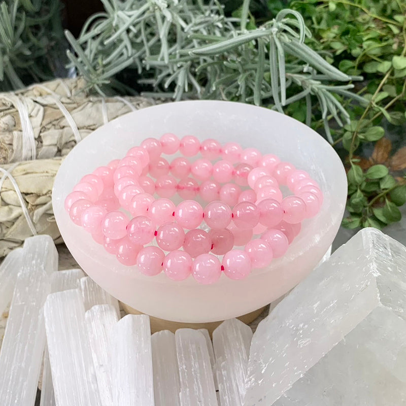 Βραχιόλι Mala Rose Quartz Με Βελούδινο Πουγκί