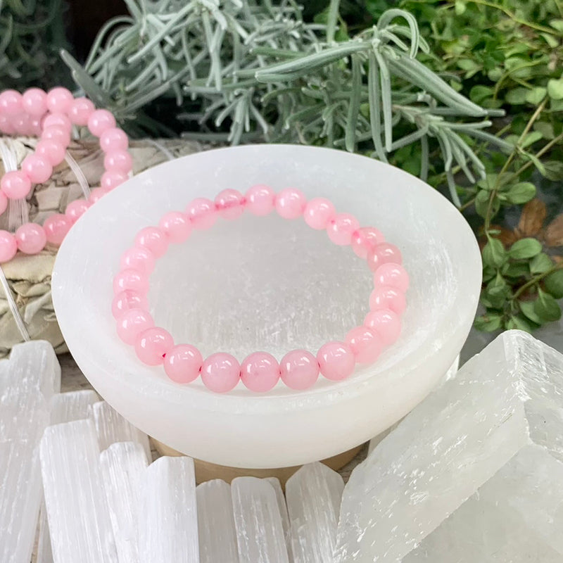 Βραχιόλι Mala Rose Quartz Με Βελούδινο Πουγκί