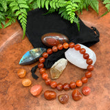 Σετ πουγκί Harmony βραχιόλι με ριγέ κόκκινο Agate Mala