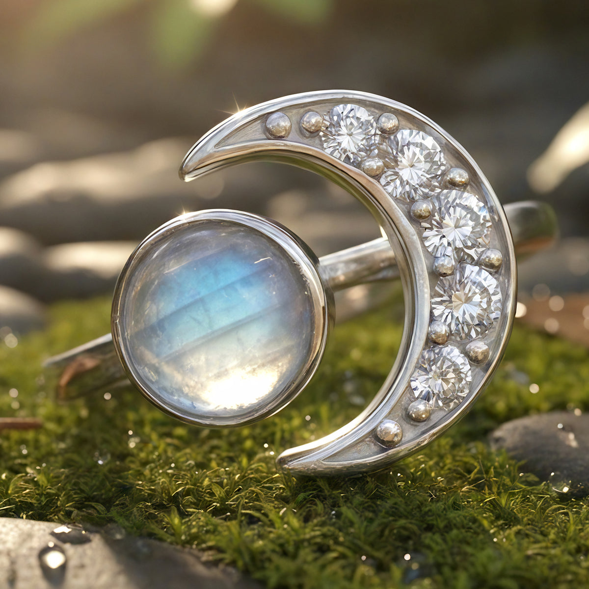 Κολιέ μενταγιόν Z ARRON DESIGN Serenity Moonstone από χάλκινο σύρμα