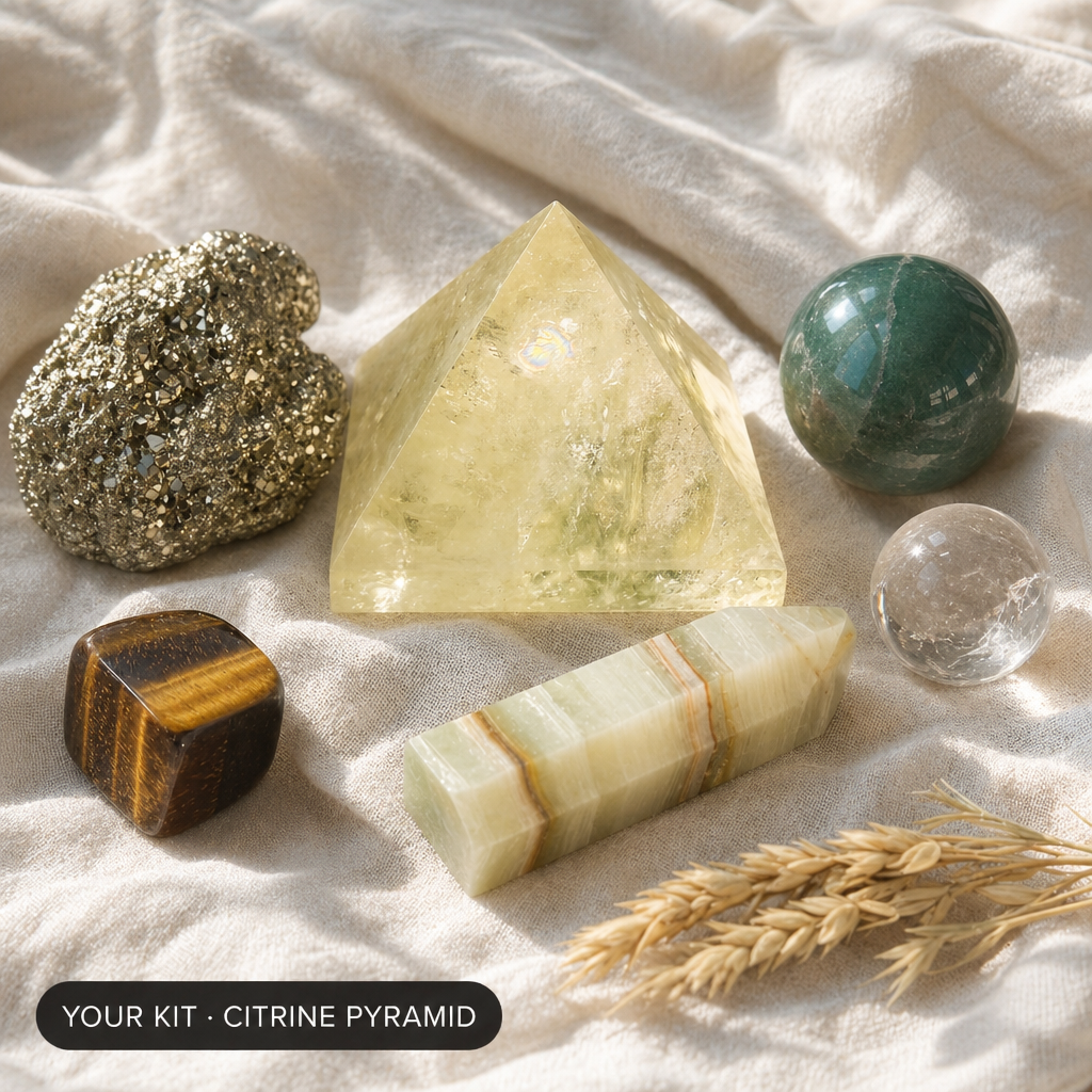 Full Money Magnet Mindset kit with the Citrine Pyramid centerpiece