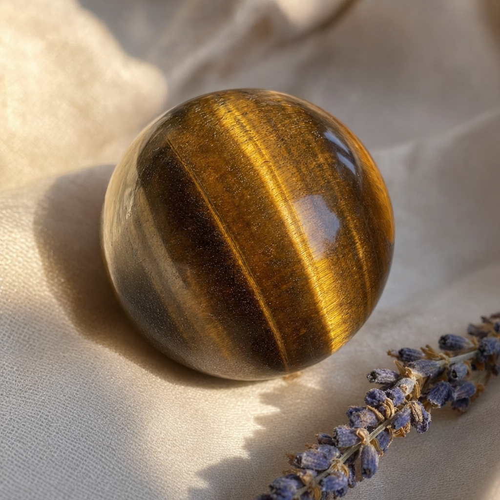 Tiger's Eye sphere close-up