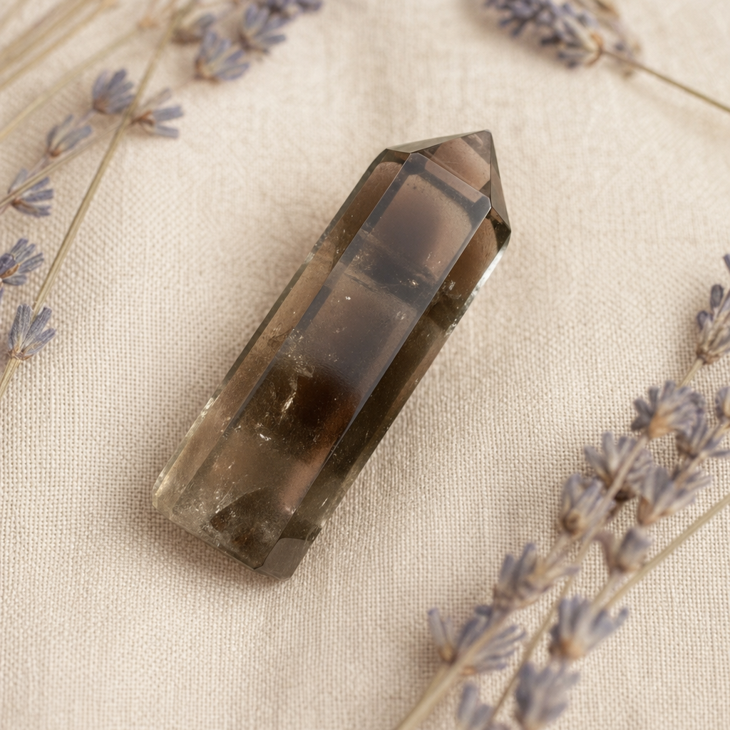 Smoky quartz mini point close-up